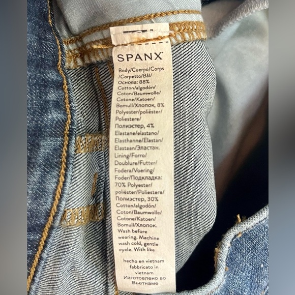 SPANX Cropped Ankle Length Wide Leg Jeans in Shaded Blue, Size Large - Picture 10 of 12